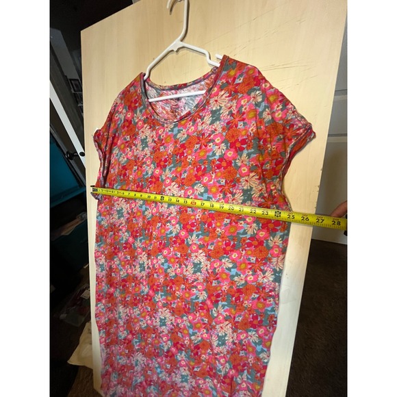Natural Life Floral Maxi T-Shirt Dress Womens XXL Pink Orange Cotton Oversized - Picture 4 of 5